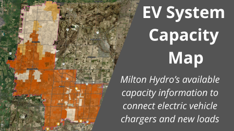 Milton Hydro's available capacity information to connect electric vehicle chargers and new loads